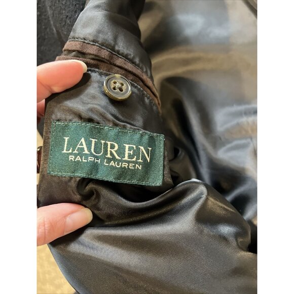 Ralph Lauren Over Coat Wool Blend Black Jacket 52 Long - Picture 3 of 7